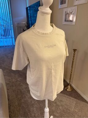Coach New York Cream Logo Tee
